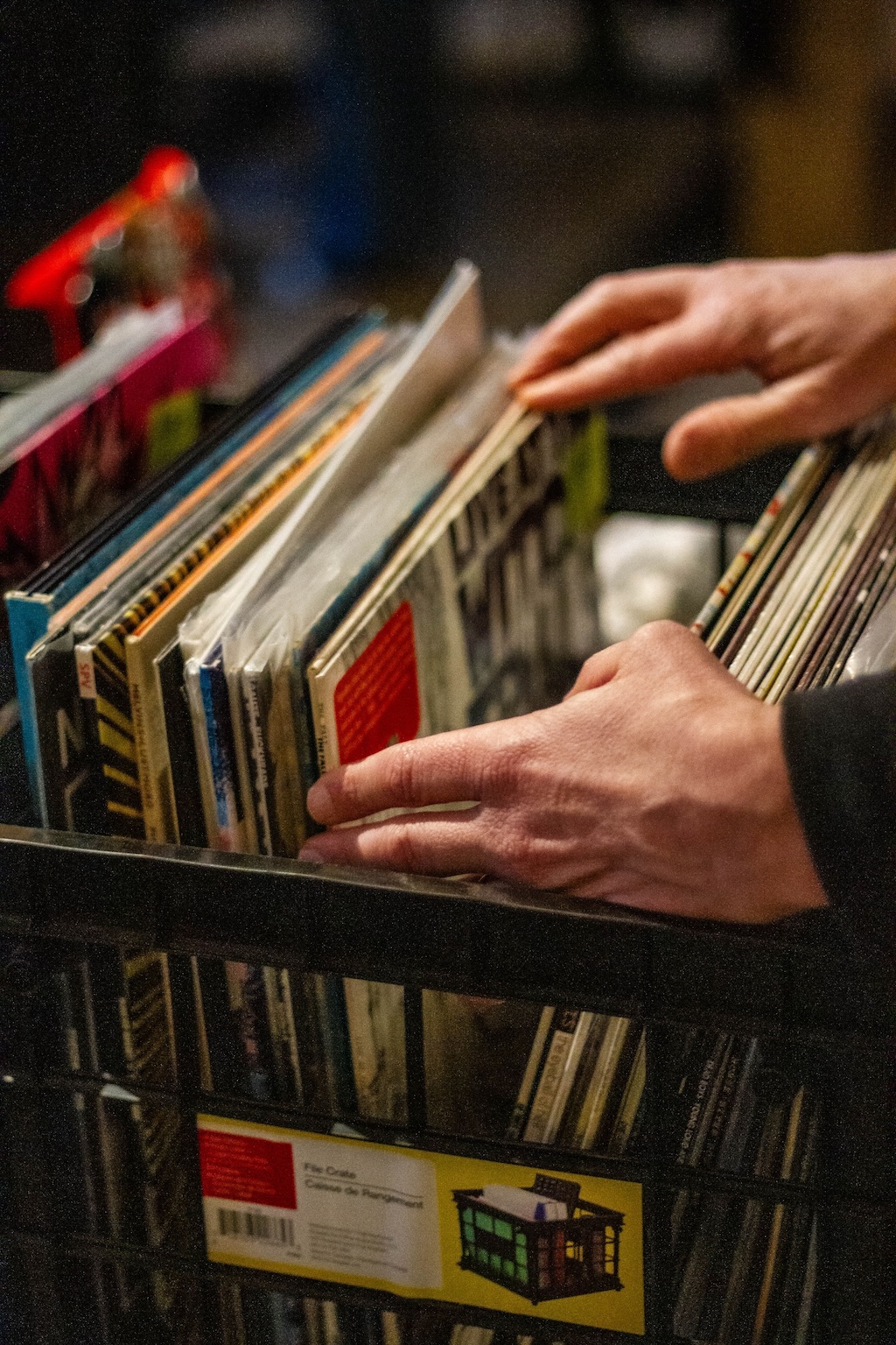 Photo of man browsing records in a crate