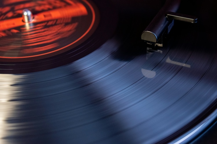 Photo of record spinning on turntable